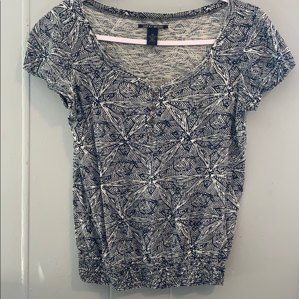 ❤️ Lucky Brand Blue Boho Top XS